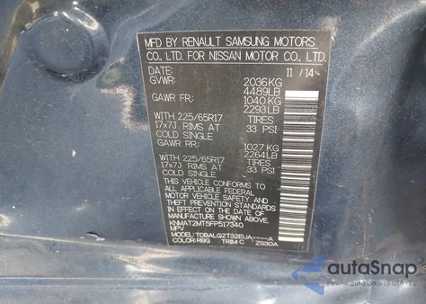 2015 Nissan Rogue Sv from USA, damaged, VIN KNMAT2MT5FP517340